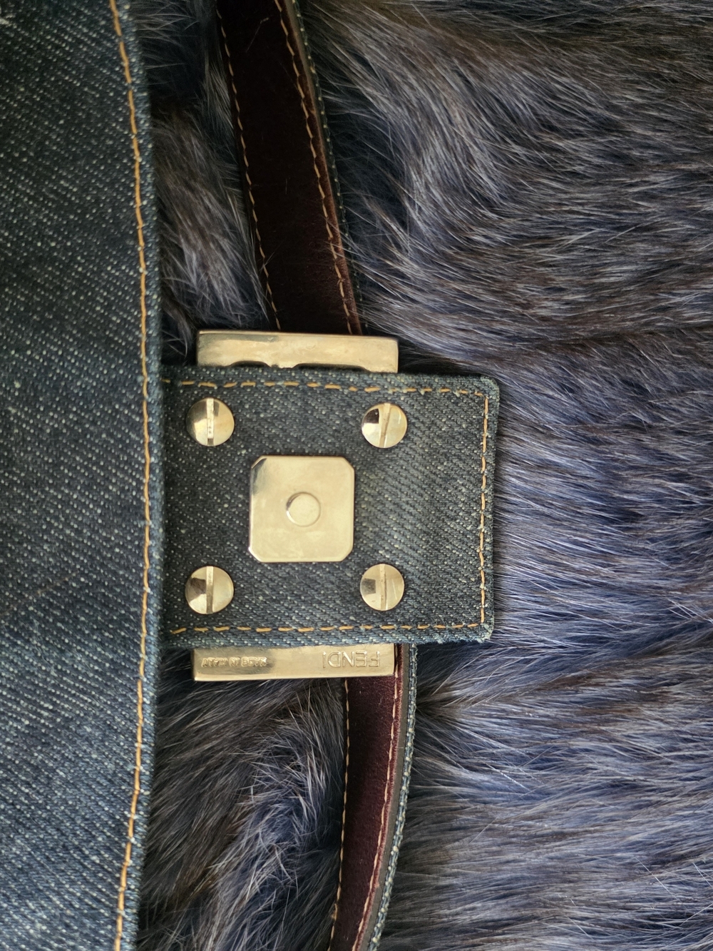 Fendi Denim Baguette Shoulder Bag with Floral Embroidery And Extra Beads - Picture 7 of 10